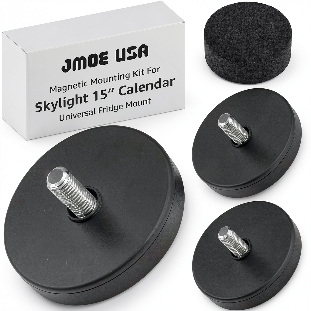 Skylight 15 calendar mounted securely on a refrigerator with magnetic hold