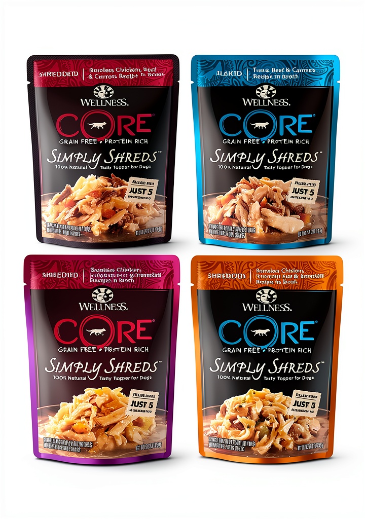 Wellness Simply Shreds dog food topper in easy-open cup