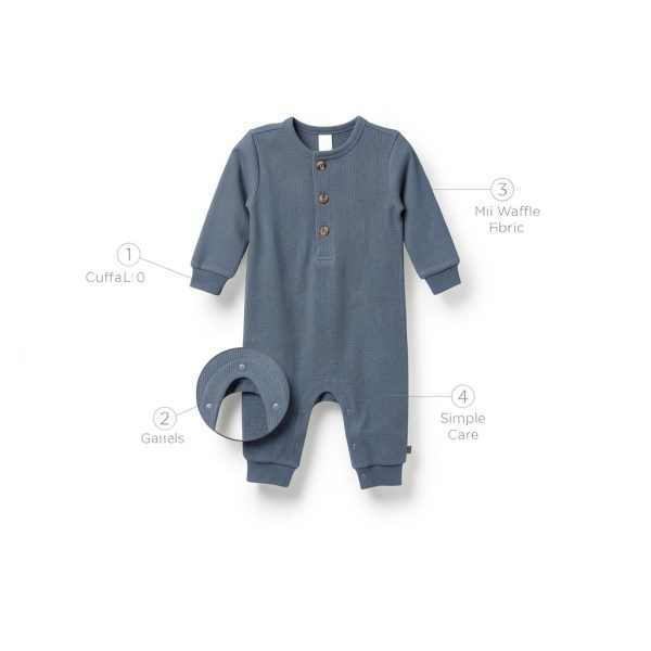 Gerber Baby Boys Romper Mini Waffle Knit-5