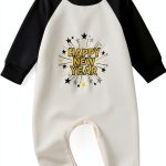 Happy New Year Baby Romper Unisex Cotton Blend Sweatshirt Jumpsuit-0