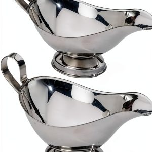 Stainless Steel Gravy Boat by GEEX DEPOT 8oz Elegant Gadroon Base-0