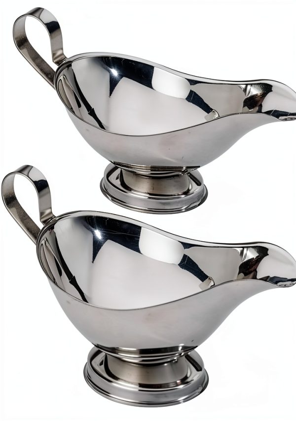 Stainless Steel Gravy Boat by GEEX DEPOT 8oz Elegant Gadroon Base-0