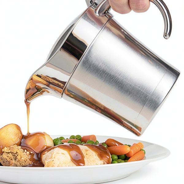 Stainless Steel Double Insulated Gravy Boat with Hinged Lid (16 OZ / 450ML)-6