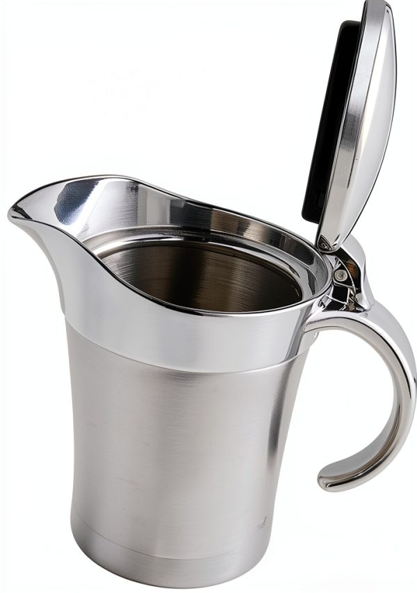 Stainless Steel Double Insulated Gravy Boat with Hinged Lid (16 OZ / 450ML)-2