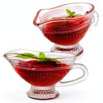 ZOOFOX 2 Pack 12 oz Glass Gravy Boat, Crystal Gravy Bowl with Easy-Pour Spout and Handle, Vintage Embossed Serving Dish for Sauces, Dressings, Creamer, Thanksgiving, Christmas or Holiday Dinner-0