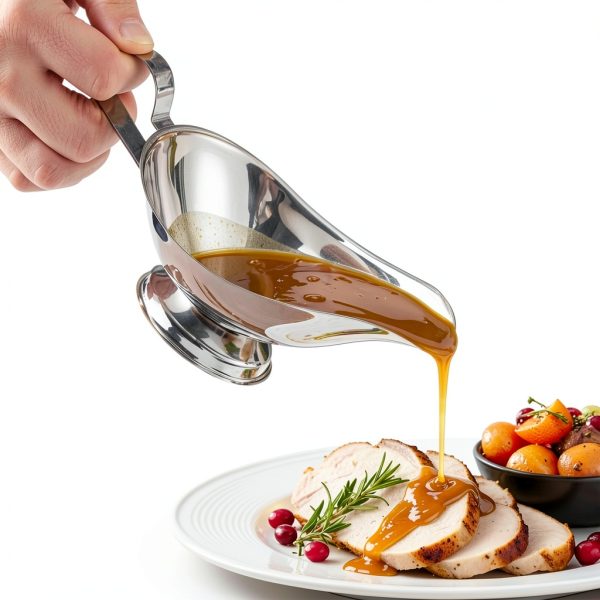 Stainless Steel Gravy Boat by GEEX DEPOT 8oz Elegant Gadroon Base-1