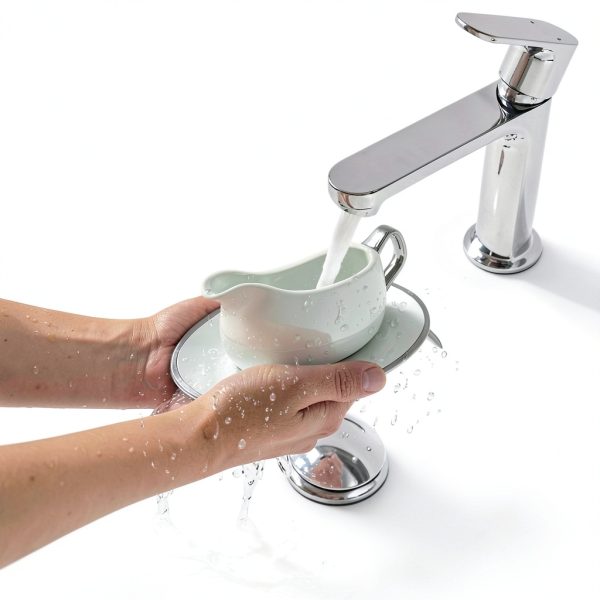 14 oz Gravy Boat with Tray and Trim, Ceramic Sauce Boat with Silver Trim Ergonomic Handle and Dripless Lip Spout for Salad Dressings-4