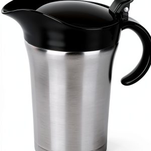 Stainless Steel Double Insulated Gravy Boat 26oz with Hinged Lid-0
