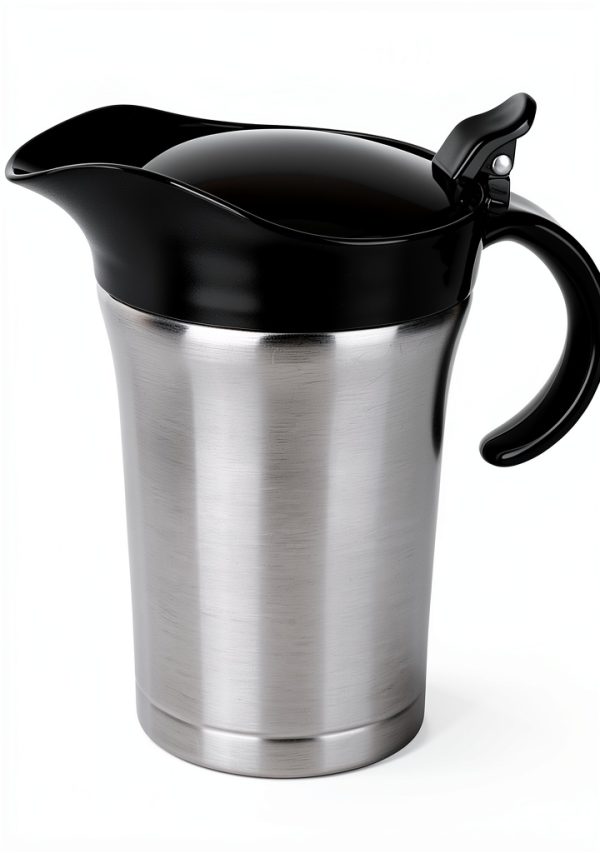 Stainless Steel Double Insulated Gravy Boat 26oz with Hinged Lid-0