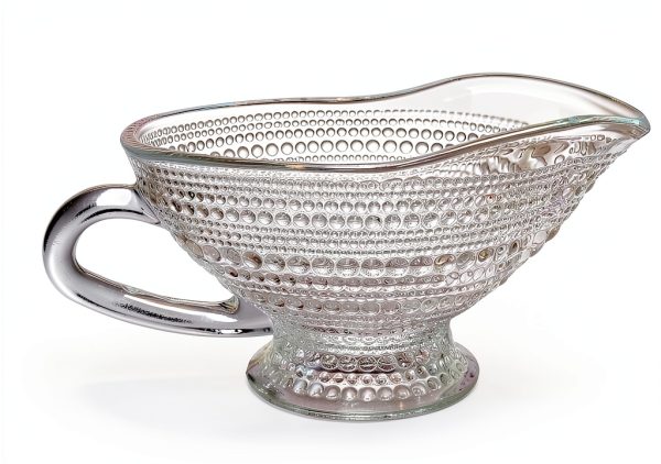 ZOOFOX 2 Pack 12 oz Glass Gravy Boat, Crystal Gravy Bowl with Easy-Pour Spout and Handle, Vintage Embossed Serving Dish for Sauces, Dressings, Creamer, Thanksgiving, Christmas or Holiday Dinner-1
