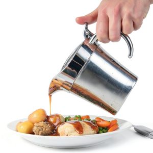 Stainless Steel Double Insulated Gravy Boat with Hinged Lid (16 OZ / 450ML)-0