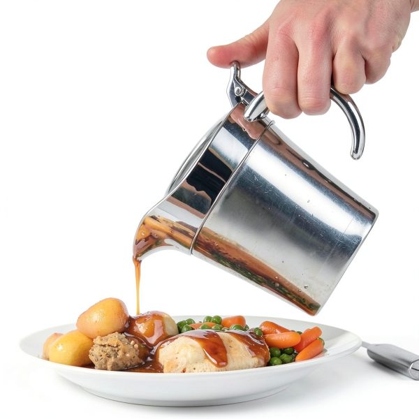 Stainless Steel Double Insulated Gravy Boat with Hinged Lid (16 OZ / 450ML)-0