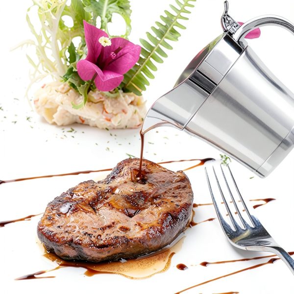 Stainless Steel Double Insulated Gravy Boat with Hinged Lid (16 OZ / 450ML)-5