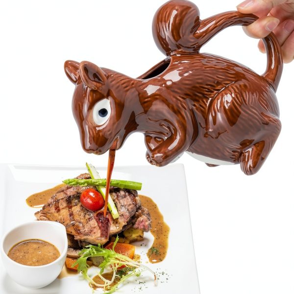 Squirrel Gravy Boat by ISTOOLL 6 Oz White Porcelain-6