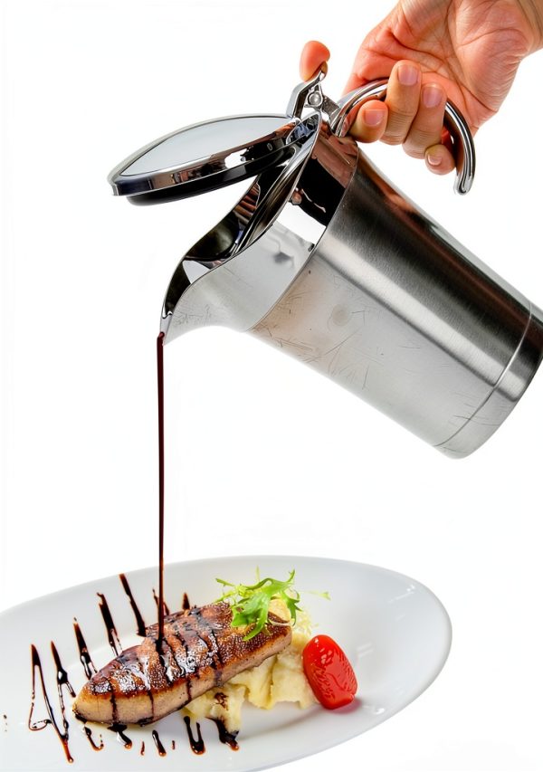 Gravy Boat Peohud 304 Stainless Steel Insulated 24oz Jug Hinged Lid-4