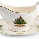 Spode Christmas Tree Gravy Boat 9oz Stoneware Serveware with Stand-0