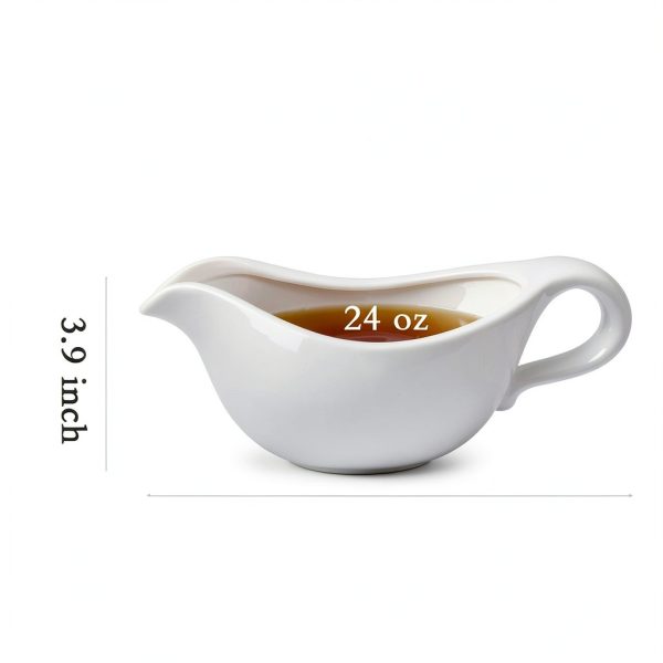 TripDock 24 Oz Gravy Boat White Porcelain Large Capacity Thanksgiving-5