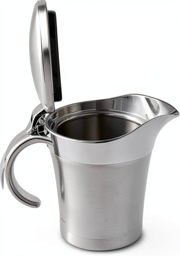 Double Insulated Gravy Boat URONN Stainless Steel 500ml Hinged Lid-0