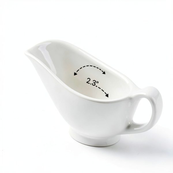Gravy Boat Dinnerlit 16oz White Porcelain Sauce and Dressing Boat-1