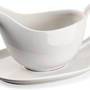 Gravy Boat Yedio 18 oz Ceramic with Saucer - Chip-Resistant Leakproof-0