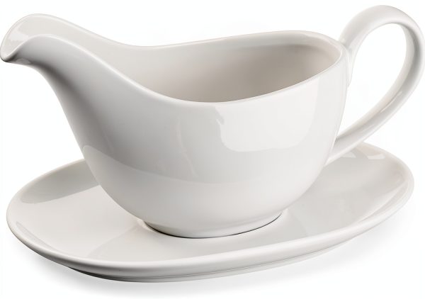 Gravy Boat Yedio 18 oz Ceramic with Saucer - Chip-Resistant Leakproof-0