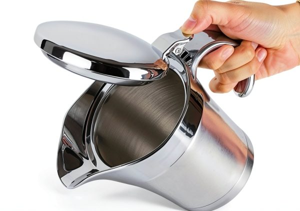 Double Insulated Gravy Boat URONN Stainless Steel 500ml Hinged Lid-3