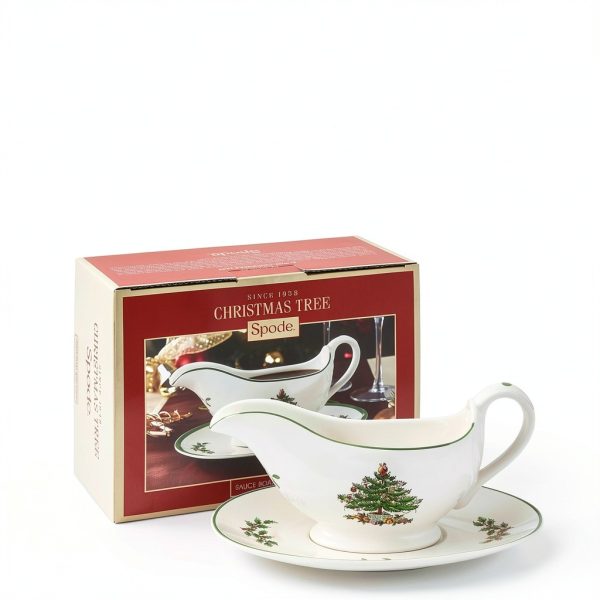 Spode Christmas Tree Gravy Boat 9oz Stoneware Serveware with Stand-3