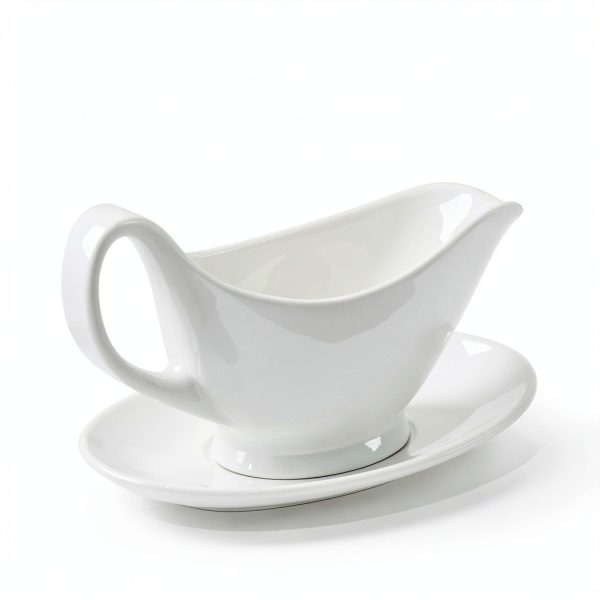 Gravy Boat Dinnerlit 16oz White Porcelain Sauce and Dressing Boat-6